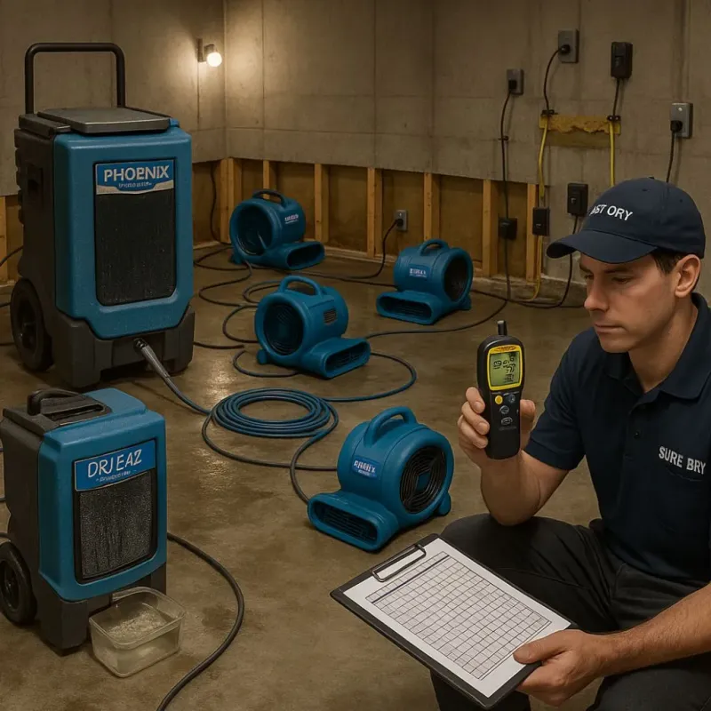Structural Drying and Dehumidification process in Rotan, TX